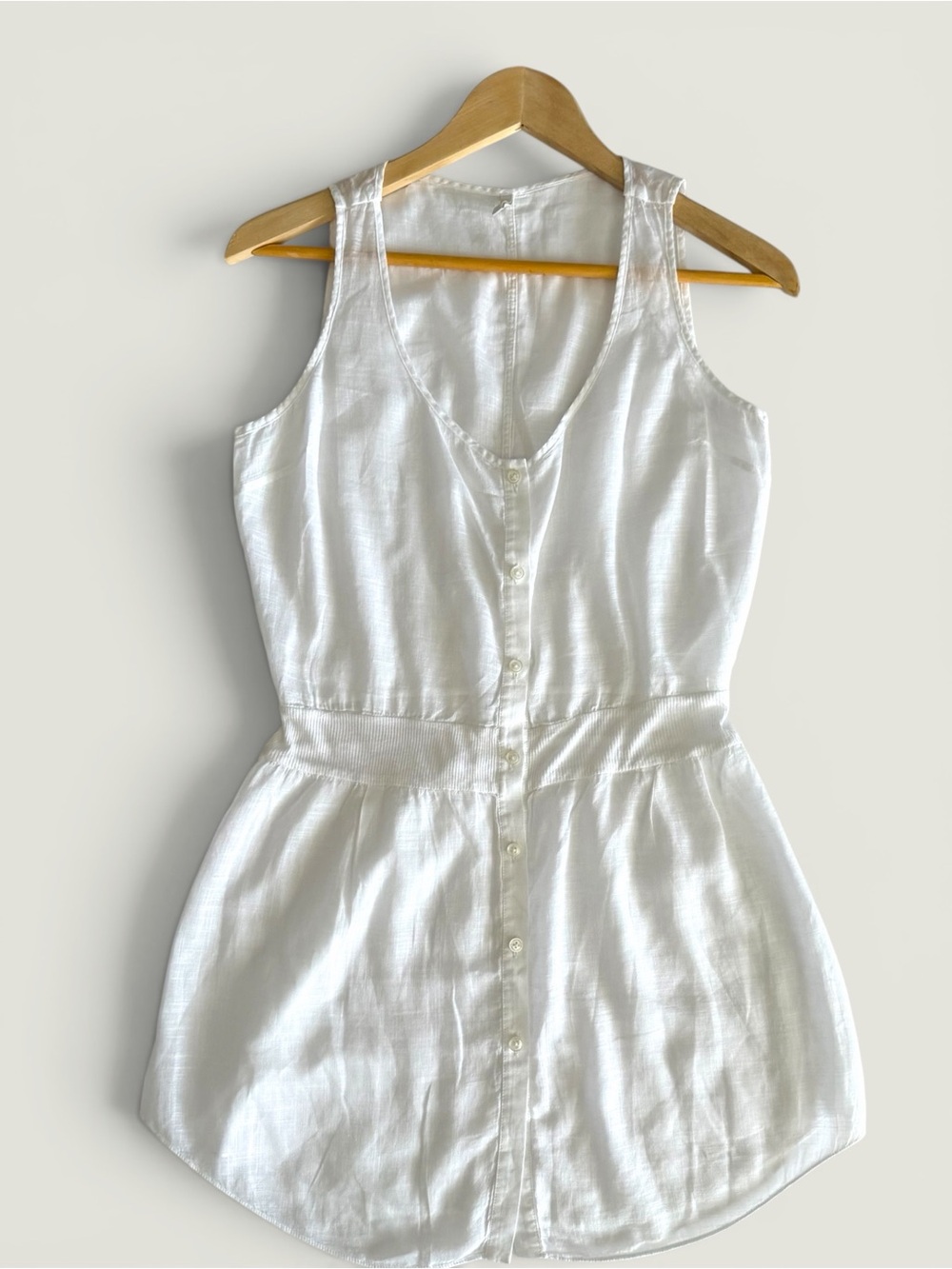 7 For All Mankind White Sleeveless Button-Front Blouse